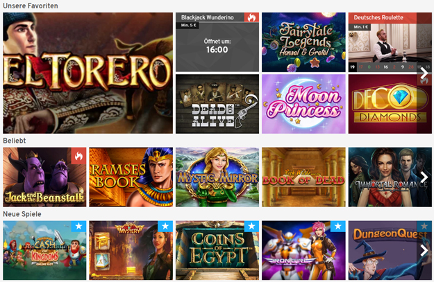 Wunderino Casino Games